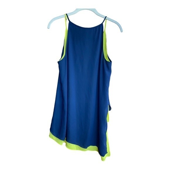 BCBGMaxAzria Blue and Neon YellowSheer Asymmetrical High Low Tank size S- NWOT - Picture 5 of 7